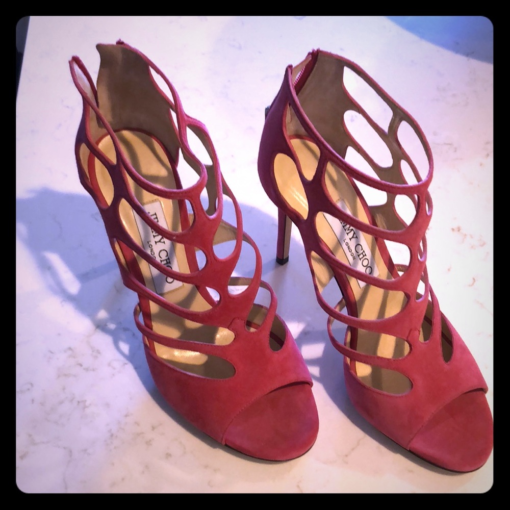 Jimmy Choo pink suede heels never worn
